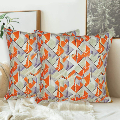 Oscar Home Microfibre Abstract Cushion Pack of 4(Orange)