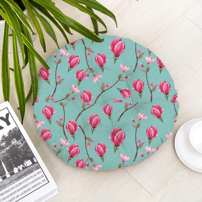 The Purple Tree Polyester Fibre Floral Chair Pad Pack of 1(Multicolor)