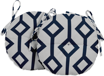 Vargottam Polyester Fibre Geometric Chair Pad Pack of 2(Navy Blue)