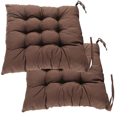 Shree Shyam Cotton Solid Chair Pad Pack of 2(Brown)