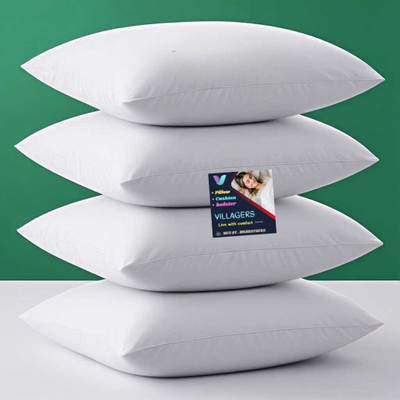 VILLAGERS Cotton Sleeping Pillow Pack of 4 Solid Comfort(White)