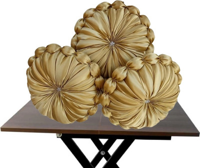 GTX Microfibre Floor Cushion Pack of 3 Solid GTX Cushion Handmade & Decorative Cushions for Living Room Bed,Sofa,Seating Area(Gold)