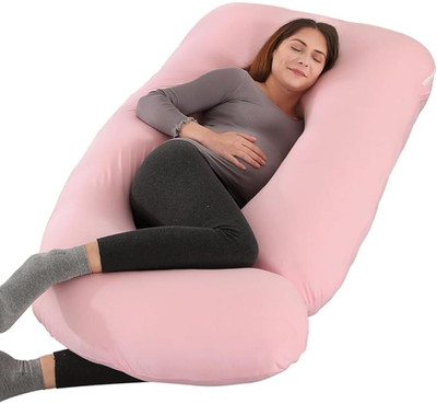 dyf ultra soft j shaped Polyester Fibre Solid Pregnancy Pillow Pack of 1(Pink)