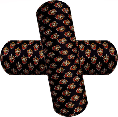 GKM Microfibre Floral Bolster Pack of 2(Black)