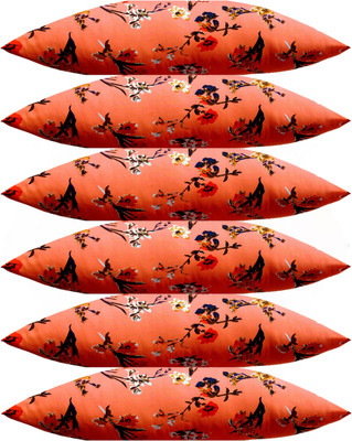 ACTOS Microfibre Floral Sleeping Pillow Pack of 6(Orange)