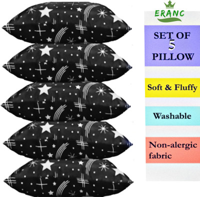 VILLAGERS Polyester Fibre Abstract Sleeping Pillow Pack of 5(Black)