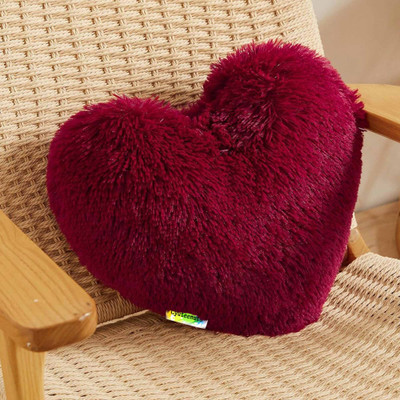 Cyuteenuts Red heart pillow Microfibre Solid Cushion Pack of 1(Red)