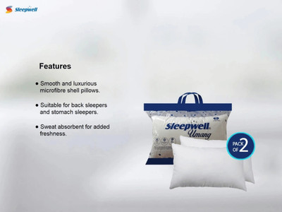 Sleepwell Microfibre Sleeping Pillow Pack of 2 Solid Comfort pillow(White)