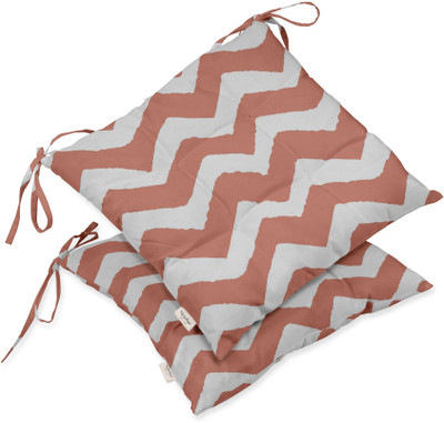 Vargottam Polyester Fibre Stripes Chair Pad Pack of 2(Peach)