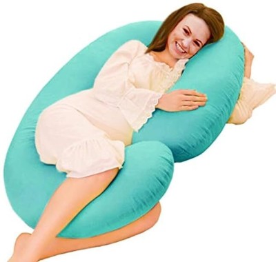 Crafty Fox Polyester Fibre Solid Pregnancy Pillow Pack of 1(Cyan)