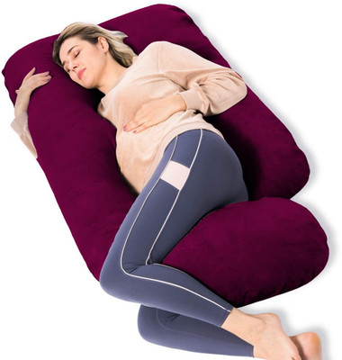 BATTOP Microfibre Pregnancy Pillow Pack of 1 Solid J SHAPE(WINE)