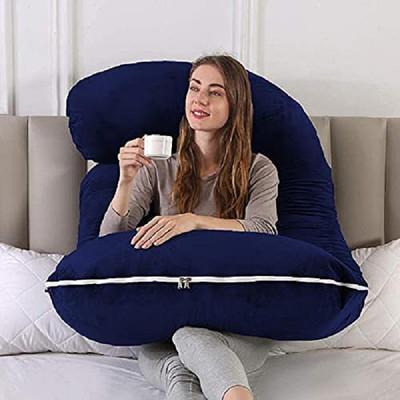 ANVANSA Microfibre, Polyester Fibre Solid Pregnancy Pillow Pack of 1(Dark Blue)