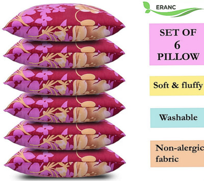 ERANC LUXURY Polyester Fibre Abstract Sleeping Pillow Pack of 6(Pink)