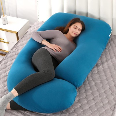 DCM g shape Microfibre Solid Pregnancy Pillow Pack of 1(Dark Blue)