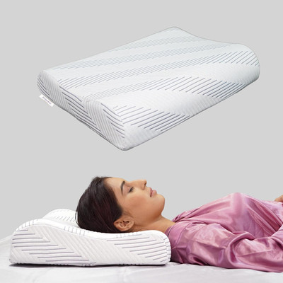 RINIPO Queen Size Memory Foam Geometric Orthopaedic Pillow Pack of 1(Grey)
