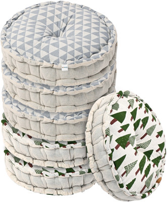 HOMESTIC by Kuber Industries Microfibre Solid Chair Pad Pack of 6(Grey, Green)