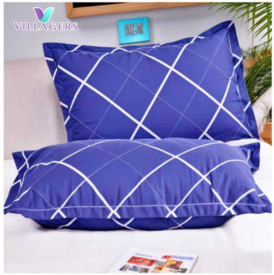 VILLAGERS Cotton Sleeping Pillow Pack of 2 Solid LUXURY(Blue)
