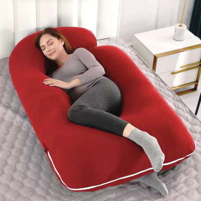 THUKRAN Microfibre Pregnancy Pillow Pack of 1 Solid J Shape(Red)