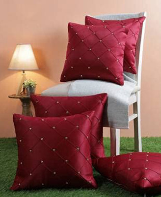 JDX JSH-18001-5-16x16 Polyester Fibre Solid Cushion Pack of 5(Maroon)