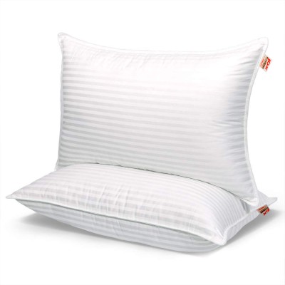 JDX Hotal Quality Polyester Fibre Stripes Sleeping Pillow Pack of 2(White)