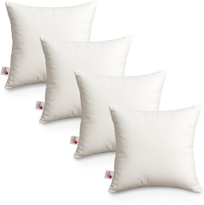 DREAMY URBAN Microfibre Solid Cushion Pack of 4(White)