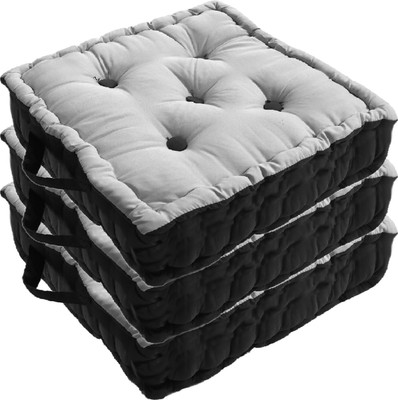 KUBER INDUSTRIES Microfibre Solid Chair Pad Pack of 3(Gray)
