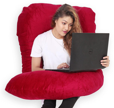 JoJo Ultra soft j shaped pillow Polyester Fibre Solid Pregnancy Pillow Pack of 1(Red)
