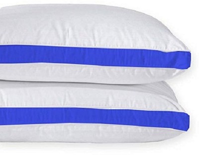 Fajal Cottan Udhyog Hypoallergenic Gusseted Pillow (17'x27'Inch) Microfibre Solid Sleeping Pillow Pack of 2(Navy Blue-White)