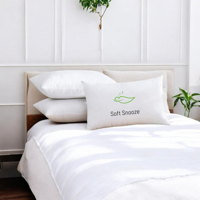 SOFT SNOOZE Soft Luxury Microfibre Solid Sleeping Pillow Pack of 3(White)