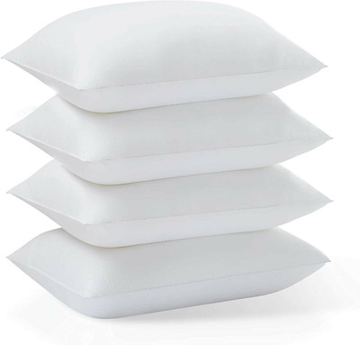 Napwing Polyester Fibre Solid Sleeping Pillow Pack of 4(White)