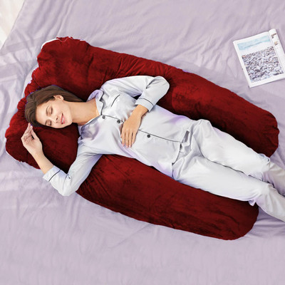 WILD MINT ultra soft u shaped pillow Microfibre, Polyester Fibre Solid Pregnancy Pillow Pack of 1(wine)