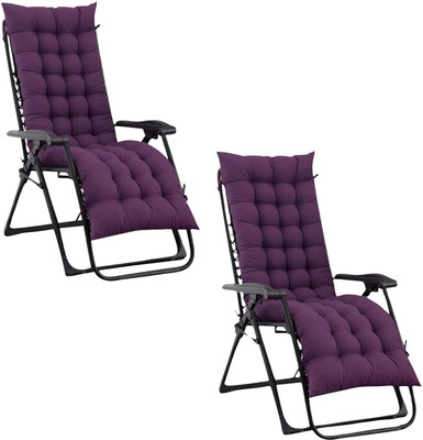 maatrikaa Cotton Chair Pad Pack of 2 Solid Straight Long Comfortable Cotton Long Chair Cushion(Wine)