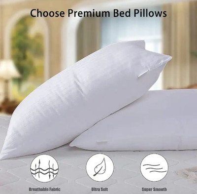 YPOLOIPO Polyester Fibre Sleeping Pillow Pack of 2 Solid LUXURY(White)