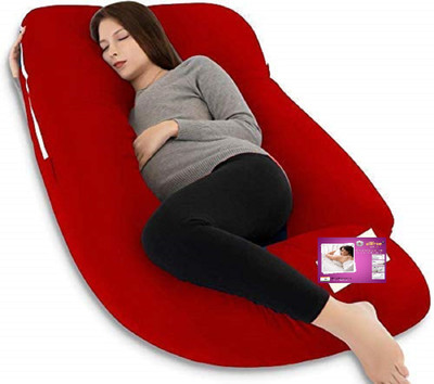 dyf ultra soft j shaped Polyester Fibre Solid Pregnancy Pillow Pack of 1(Red)