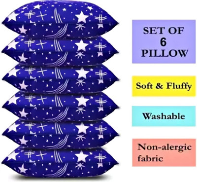 YABAN LUXURY Microfibre Abstract Sleeping Pillow Pack of 6(Blue)