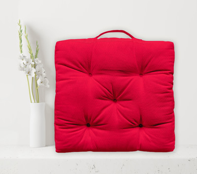 OASIS Cotton Solid Floor Cushion Pack of 1(Red)