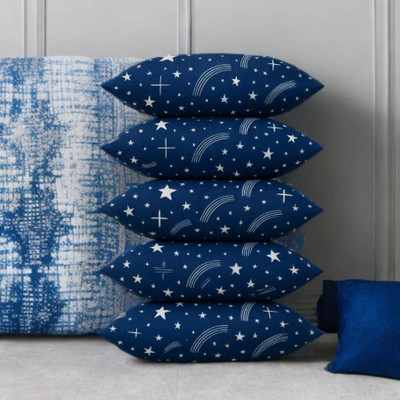CATHROL Microfibre Abstract Sleeping Pillow Pack of 5(Blue)
