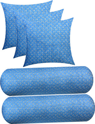 Changers Microfibre Floral Sleeping Pillow Pack of 5(Light Blue, White)
