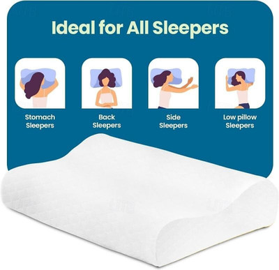 Anjum Memory Foam Solid Orthopaedic Pillow Pack of 3(White)