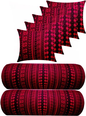 Changers Combo Set Of 5 Cushion 2 Microfibre Geometric Bolster Pack of 7(Maroon)