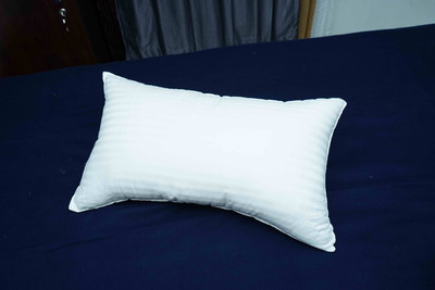kkrlinens Polyester Fibre Sleeping Pillow Pack of 1 Stripes(White)