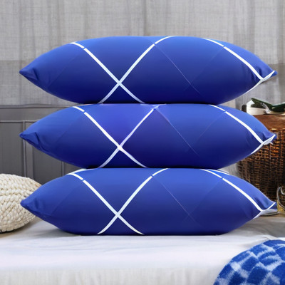 EIRINI LUXURY Polyester Fibre Solid Sleeping Pillow Pack of 3(Blue)