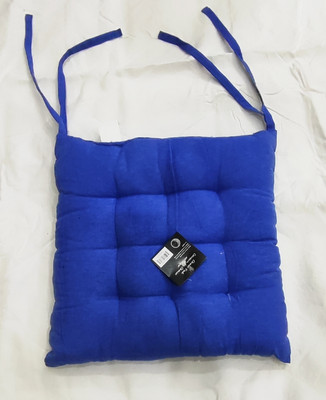 GoHome Microfibre Solid Chair Pad Pack of 1(Blue)