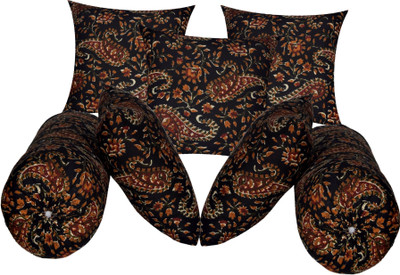 Changers Microfibre Bolster Pack of 7 Floral 5 Cushion and 2(Black16)