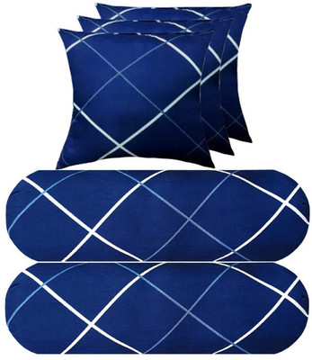 PALVIT Microfibre Abstract Bolster Pack of 5(Blue)