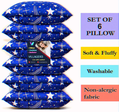 NKSNIMYSTORES SOFT Microfibre Abstract Sleeping Pillow Pack of 6(Blue)