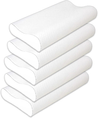 Flipkart SmartBuy Soft & Luxurious Memory Foam Quilted Cotton Solid Orthopaedic Pillow Pack of 5(White)