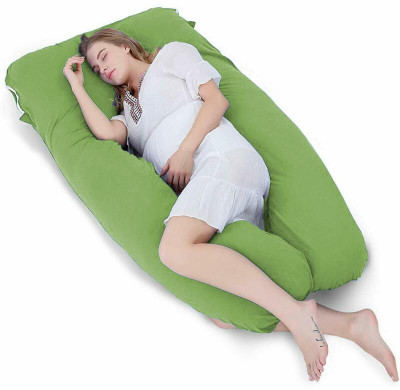 Mom's Moon 2nd Generation Full Size U Shaped Pillow Microfibre Solid Pregnancy Pillow Pack of 1(Parrot Green)