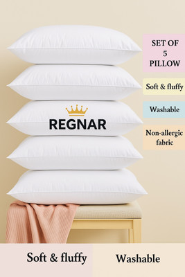 Regnar Luxury Cotton Solid Sleeping Pillow Pack of 5(White)