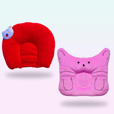 SHISHI Cotton Baby Pillow Pack of 2 Toons & Characters(Red, Pink)
